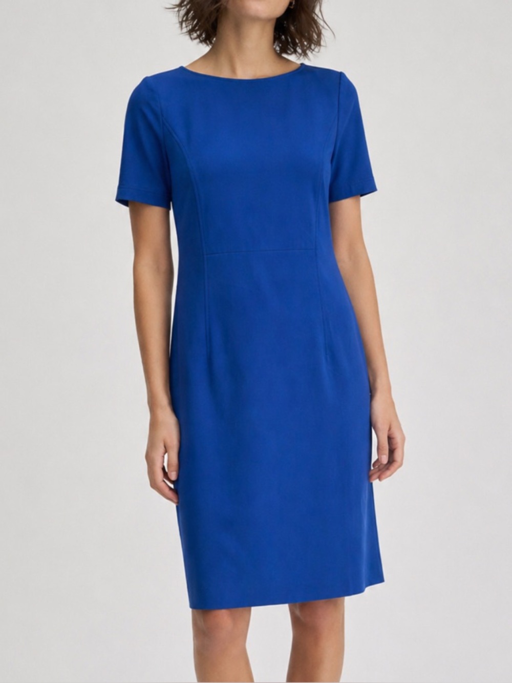 NWT Lafayette 148 Short Sleeve Sheath Dress in Cobalt Blue